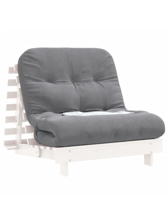 Futon vuodesohva patjalla valkoinen 80x206x11 cm täysi mänty