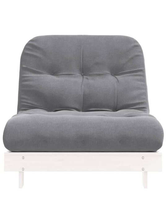 Futon vuodesohva patjalla valkoinen 80x206x11 cm täysi mänty