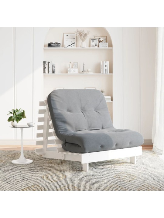 Futon vuodesohva patjalla valkoinen 80x206x11 cm täysi mänty