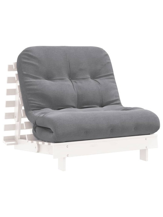 Futon vuodesohva patjalla valkoinen 90x206x11 cm täysi mänty