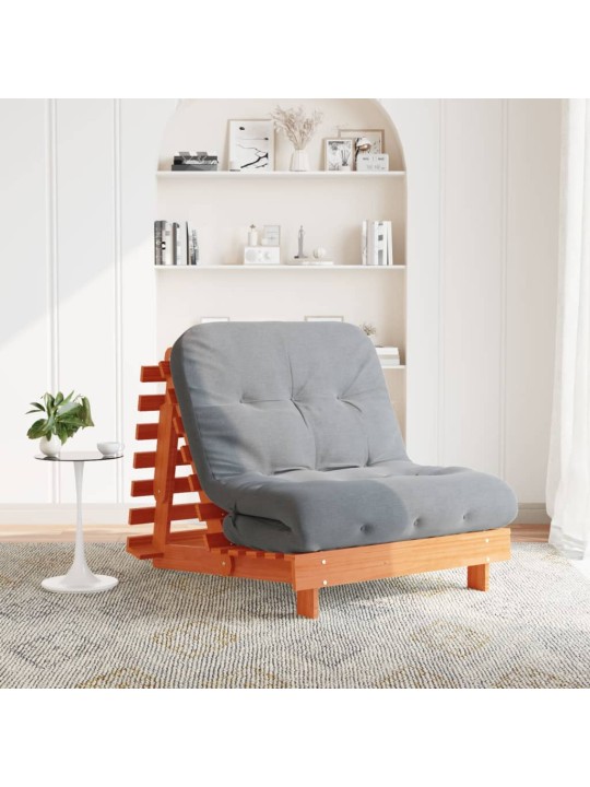 Futon vuodesohva patjalla vahanruskea 90x206x11 cm täysi mänty