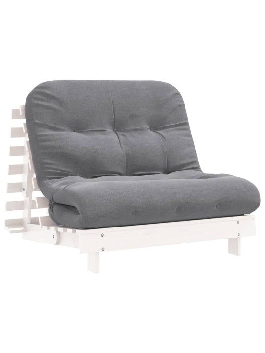 Futon vuodesohva patjalla valkoinen 100x206x11 cm täysi mänty