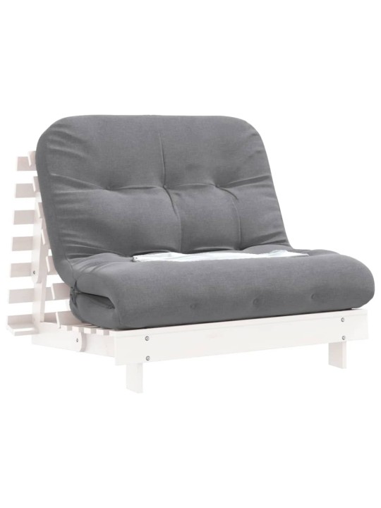 Futon vuodesohva patjalla valkoinen 100x206x11 cm täysi mänty