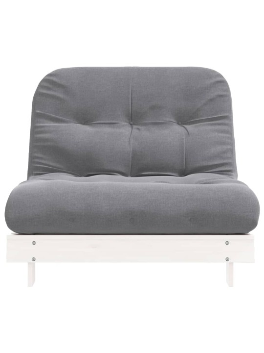 Futon vuodesohva patjalla valkoinen 100x206x11 cm täysi mänty