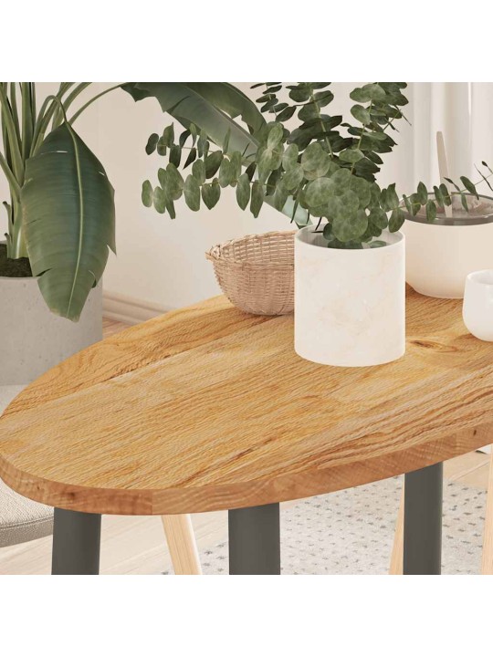 Pöytälevy vaaleanruskea 80x40x2 cm massiivipuu tammi soikea