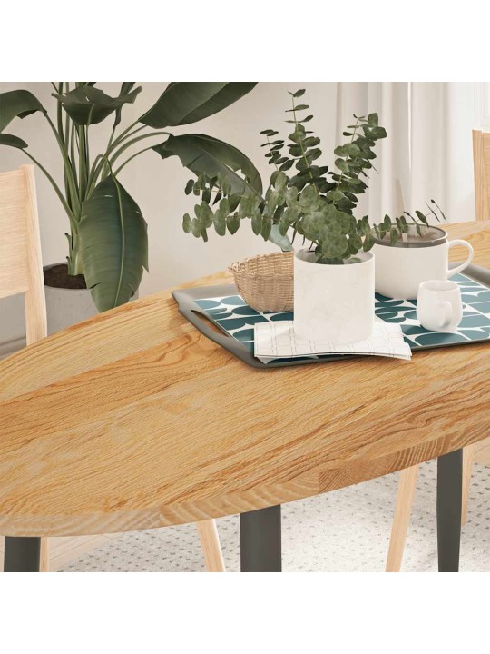 Pöytälevy vaaleanruskea 140x60x2 cm massiivipuu tammi soikea