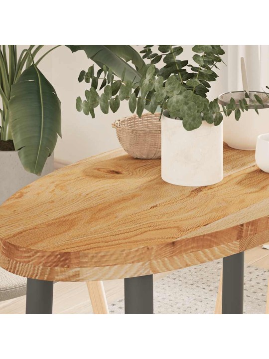 Pöytälevy vaaleanruskea 80x40x4 cm massiivipuu tammi soikea