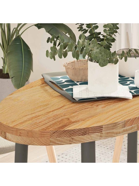 Pöytälevy vaaleanruskea 100x50x4 cm massiivipuu tammi soikea