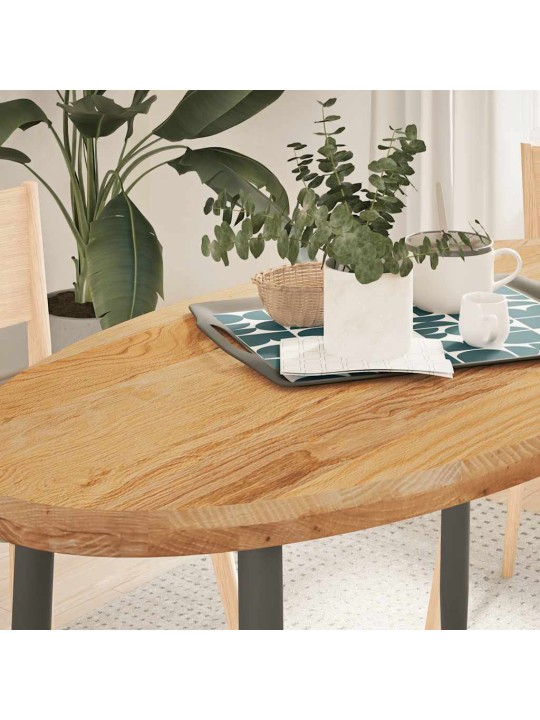 Pöytälevy vaaleanruskea 120x60x4 cm massiivipuu tammi soikea