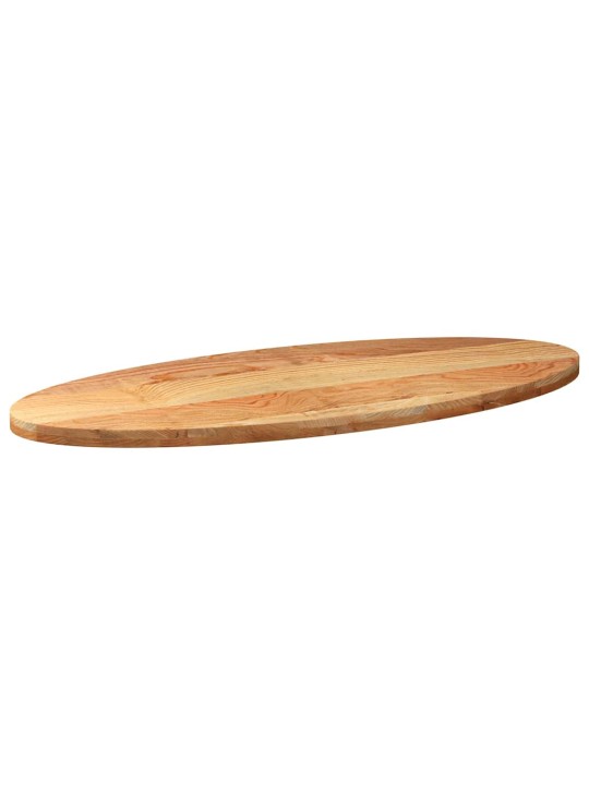 Pöytälevy vaaleanruskea 140x60x4 cm massiivipuu tammi soikea