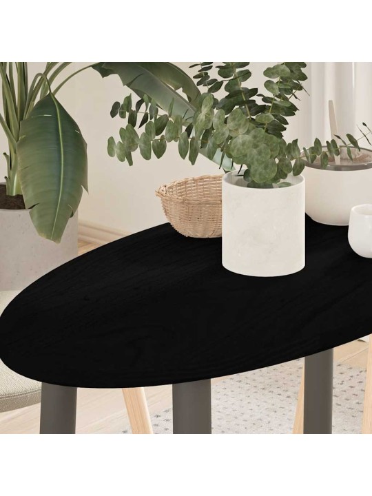 Pöytälevy tummanruskea 80x40x2 cm massiivipuu tammi soikea
