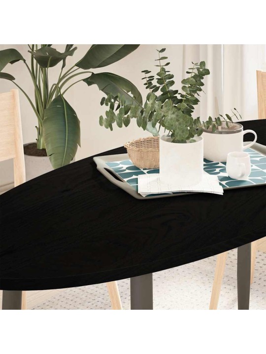 Pöytälevy tummanruskea 140x60x2 cm massiivipuu tammi soikea