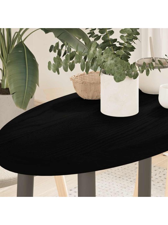 Pöytälevy tummanruskea 80x40x4 cm massiivipuu tammi soikea