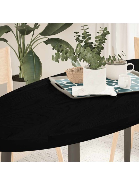 Pöytälevy tummanruskea 140x60x4 cm massiivipuu tammi soikea