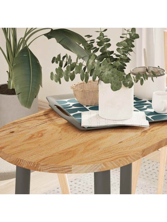 Pöytälevy vaaleanruskea 80x40x2 cm massiivipuu tammi soikea