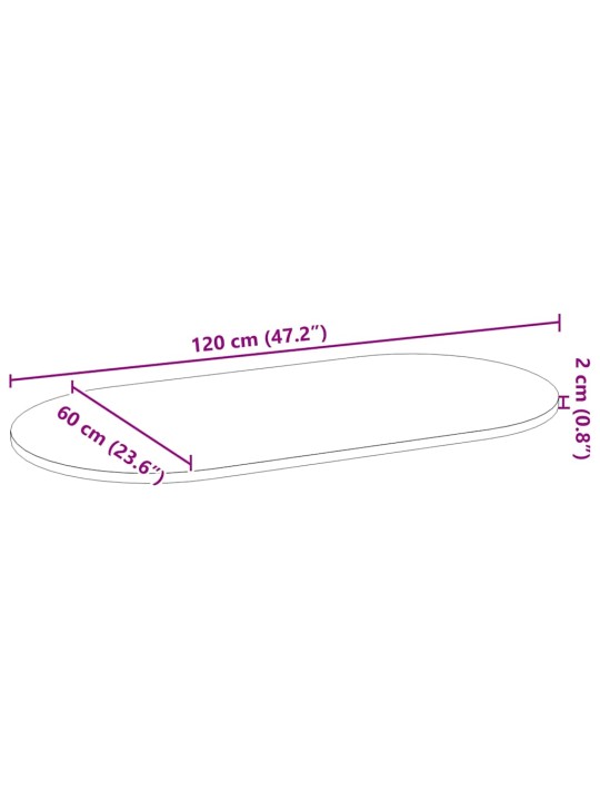 Pöytälevy vaaleanruskea 120x60x2 cm massiivipuu tammi soikea