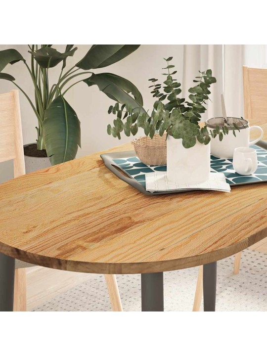 Pöytälevy vaaleanruskea 120x60x2 cm massiivipuu tammi soikea