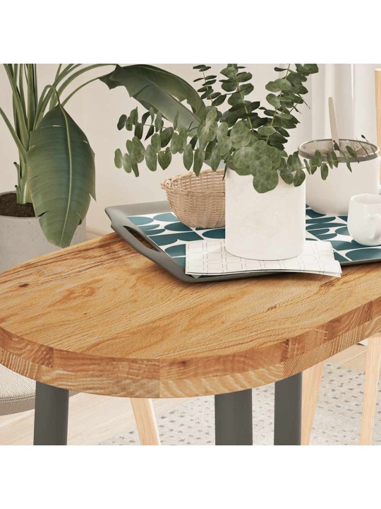 Pöytälevy vaaleanruskea 80x40x4 cm massiivipuu tammi soikea