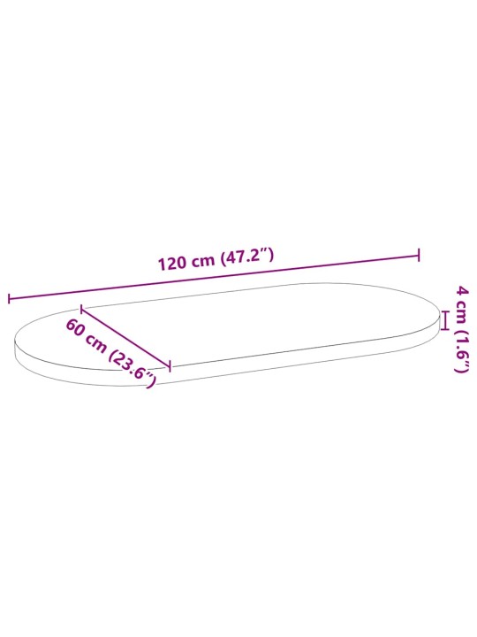 Pöytälevy vaaleanruskea 120x60x4 cm massiivipuu tammi soikea