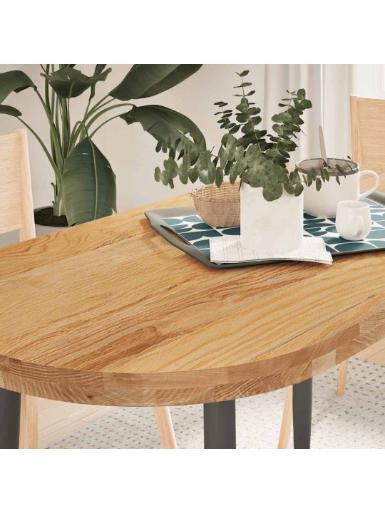 Pöytälevy vaaleanruskea 120x60x4 cm massiivipuu tammi soikea