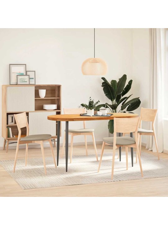 Pöytälevy vaaleanruskea 140x60x4 cm massiivipuu tammi soikea
