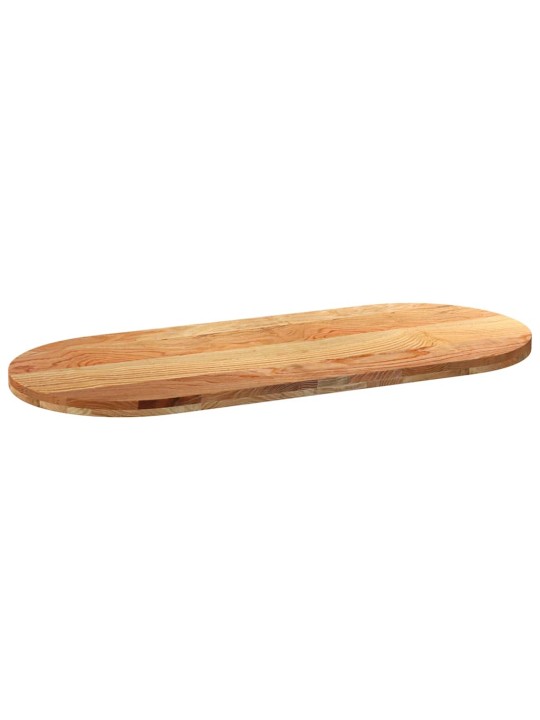 Pöytälevy vaaleanruskea 140x60x4 cm massiivipuu tammi soikea