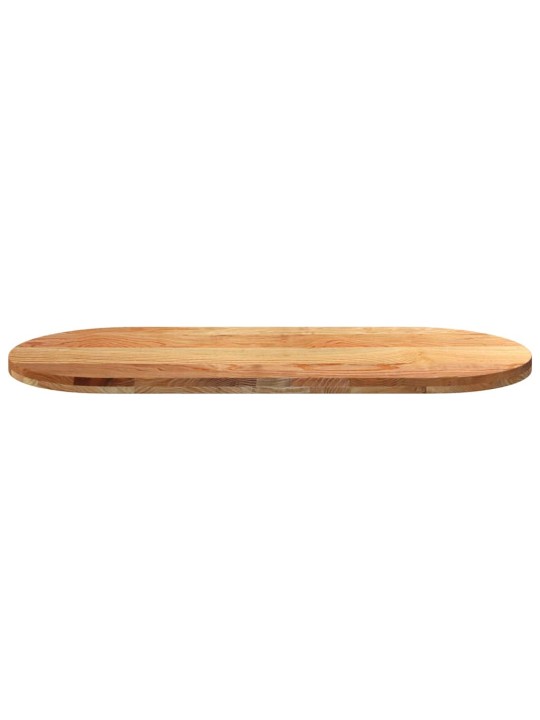 Pöytälevy vaaleanruskea 140x60x4 cm massiivipuu tammi soikea
