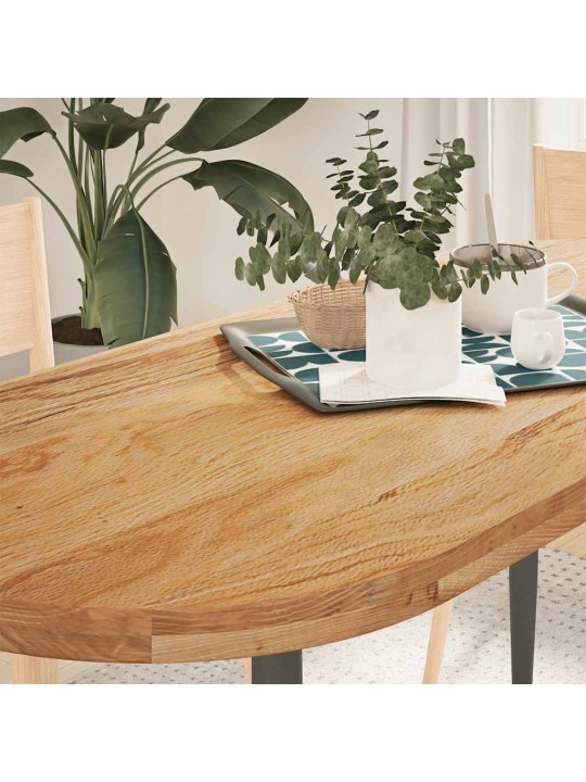 Pöytälevy vaaleanruskea 140x60x4 cm massiivipuu tammi soikea