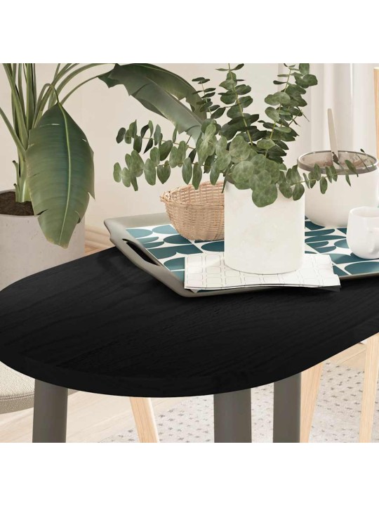 Pöytälevy tummanruskea 80x40x2 cm massiivipuu tammi soikea
