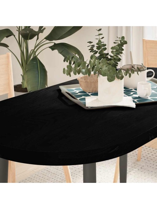 Pöytälevy tummanruskea 120x60x4 cm massiivipuu tammi soikea
