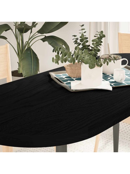 Pöytälevy tummanruskea 140x60x4 cm massiivipuu tammi soikea