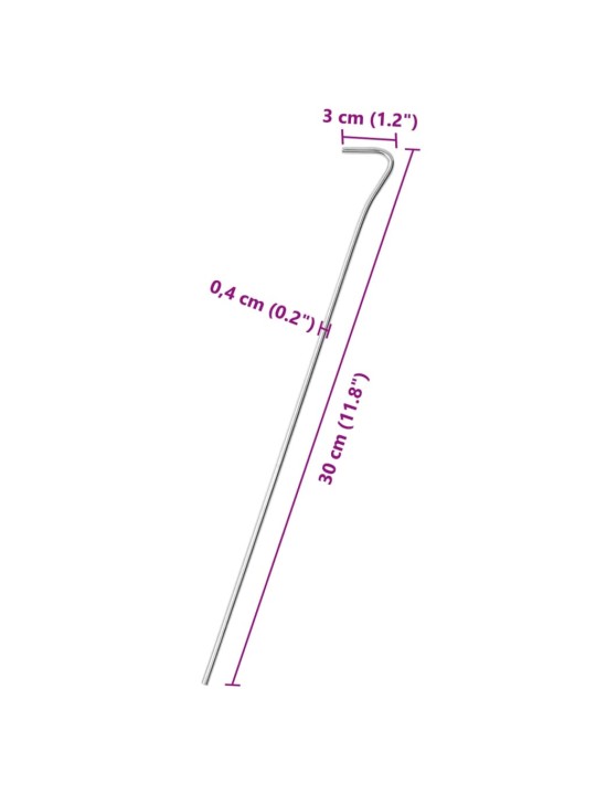 Telttatapit 50 kpl 30 cm Ø4 mm galvanoitu teräs