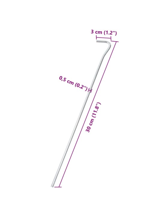 Telttatapit 50 kpl 30 cm Ø5 mm galvanoitu teräs