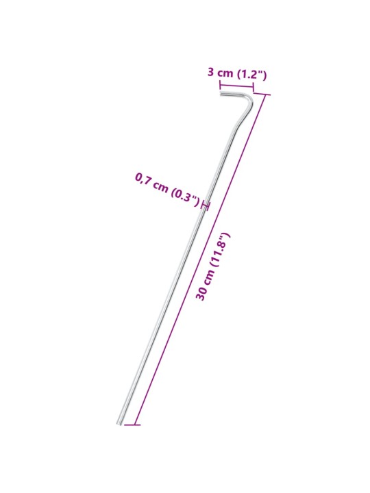 Telttatapit 50 kpl 30 cm Ø7 mm galvanoitu teräs