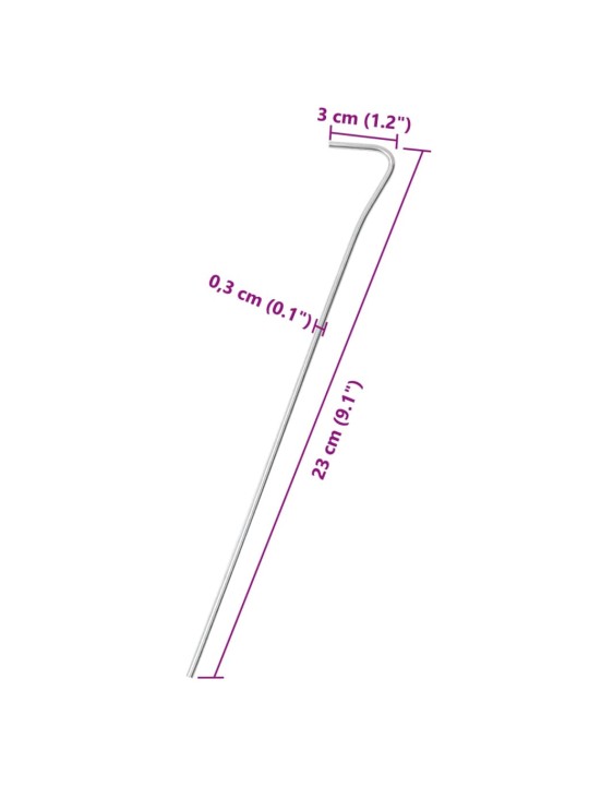 Telttatapit 50 kpl 23 cm Ø3 mm galvanoitu teräs