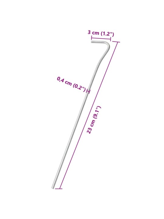 Telttatapit 50 kpl 23 cm Ø4 mm galvanoitu teräs