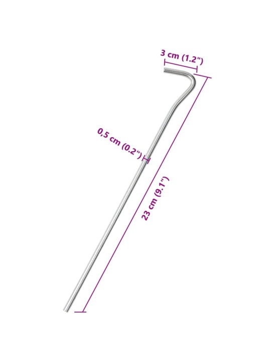 Telttatapit 50 kpl 23 cm Ø5 mm galvanoitu teräs