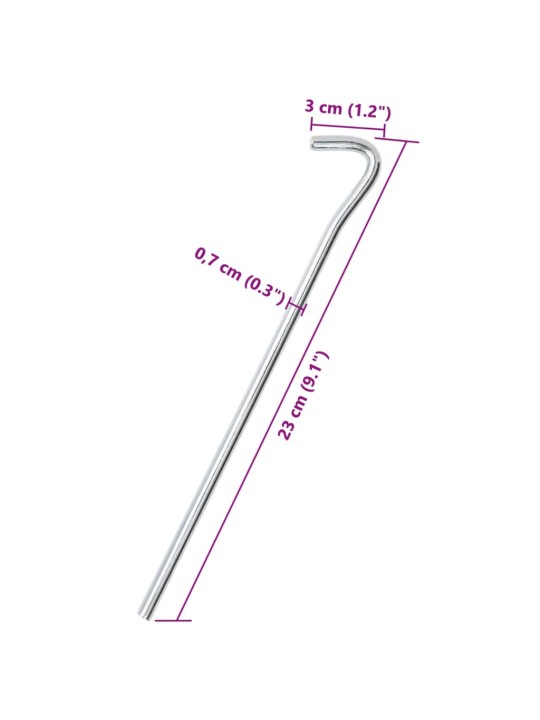 Telttatapit 50 kpl 23 cm Ø7 mm galvanoitu teräs