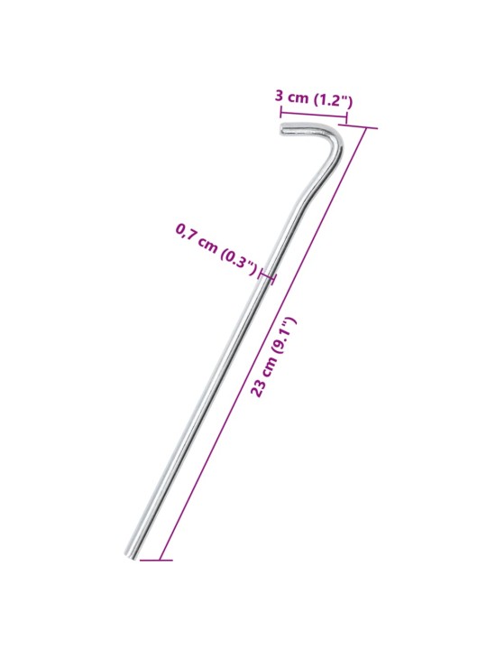 Telttatapit 25 kpl 23 cm Ø7 mm galvanoitu teräs