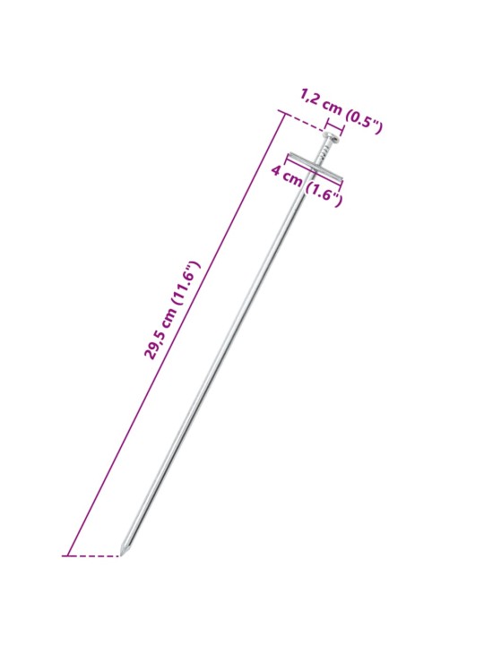 Telttatapit 24 kpl 29,5 cm Ø6 mm galvanoitu teräs