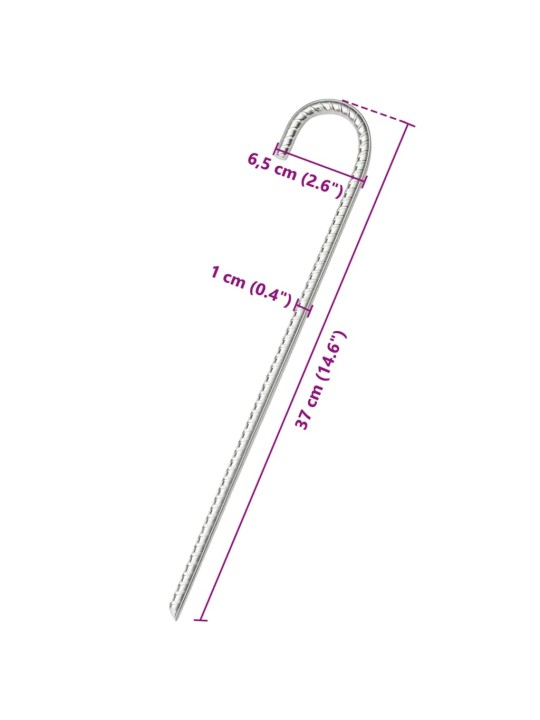 Telttatapit 6 kpl 37 cm Ø10 mm galvanoitu teräs