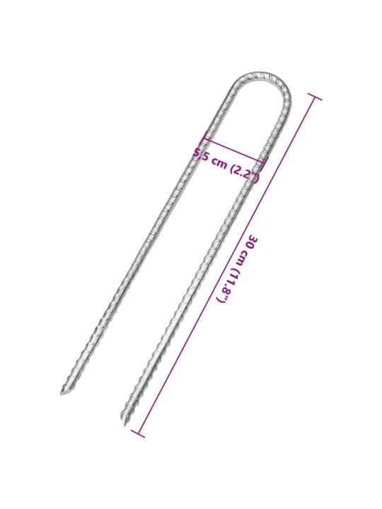 Telttatapit 6 kpl U-muotoiset 30 cm Ø7 mm galvanoitu teräs