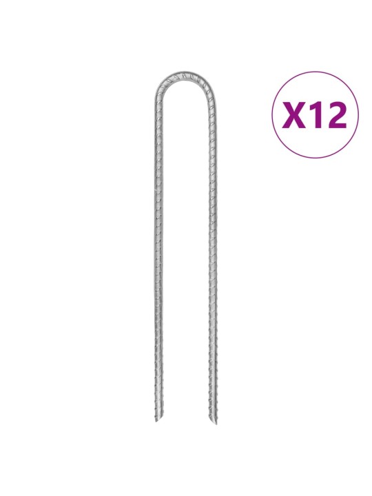 Telttatapit 12 kpl u-muotoiset 30 cm ø7 mm galvanoitu teräs