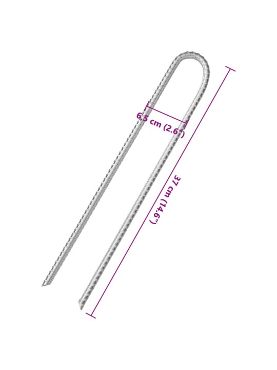 Telttatapit 6 kpl V-muotoiset 37 cm Ø10 mm galvanoitu teräs