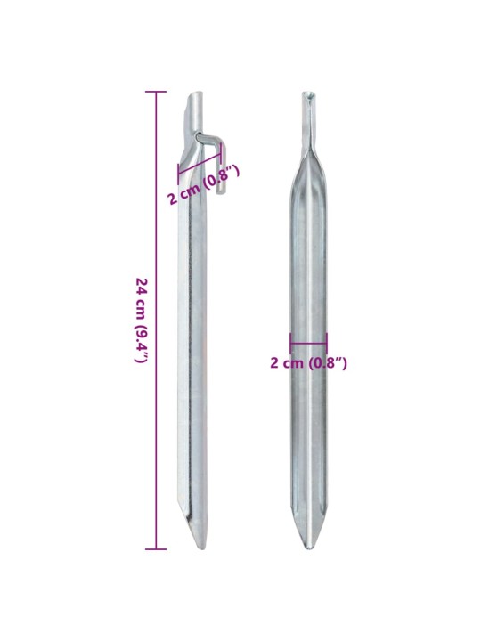 Telttatapit 24 kpl V-muotoiset 24 cm Ø20 mm galvanoitu teräs