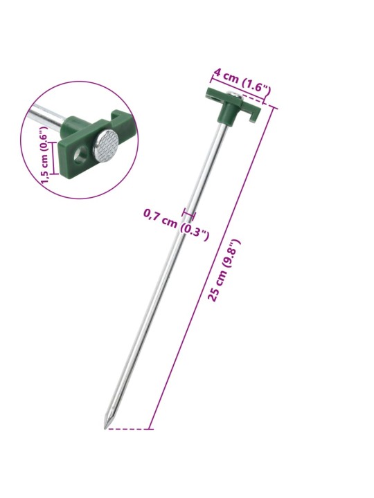 Telttatapit 24 kpl 25 cm 7 mm galvanoitu teräs ja PP