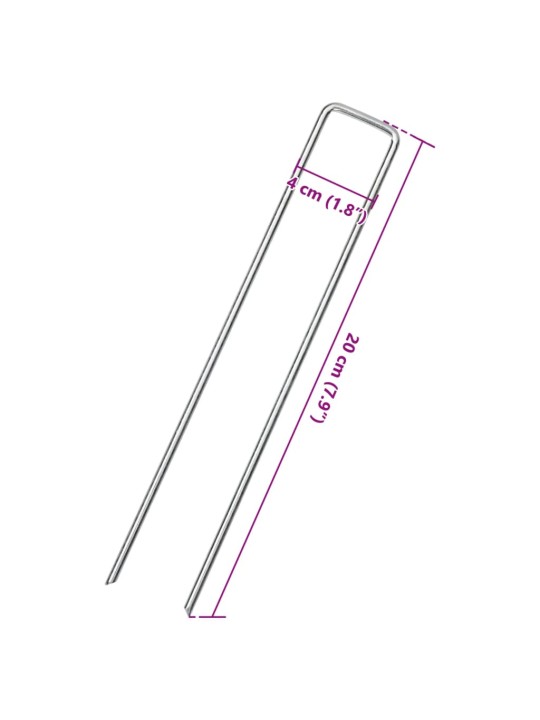 Maatapit u-muotoinen 50 pcs 20x4 cm galvanoitu teräs