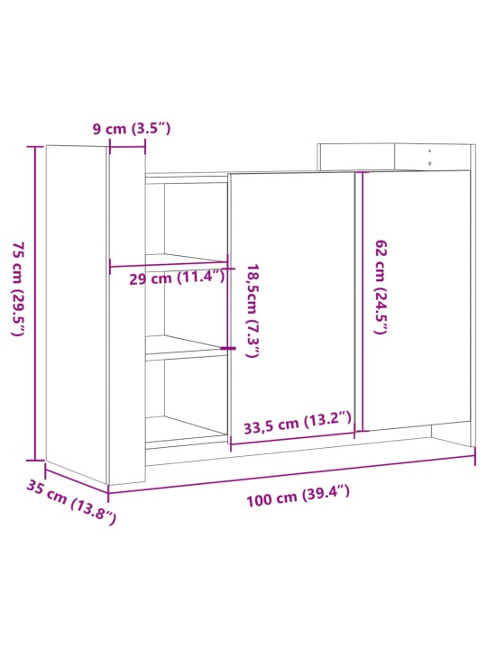 Senkki musta 100x35x75 cm tekninen puu