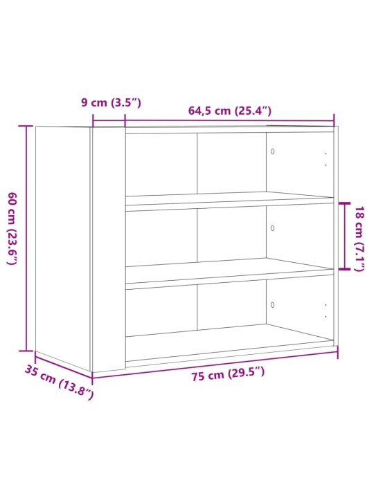 Seinäkaappi musta 75x35x60 cm tekninen puu