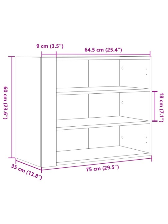 Seinäkaappi ruskea tammi 75x35x60 cm tekninen puu